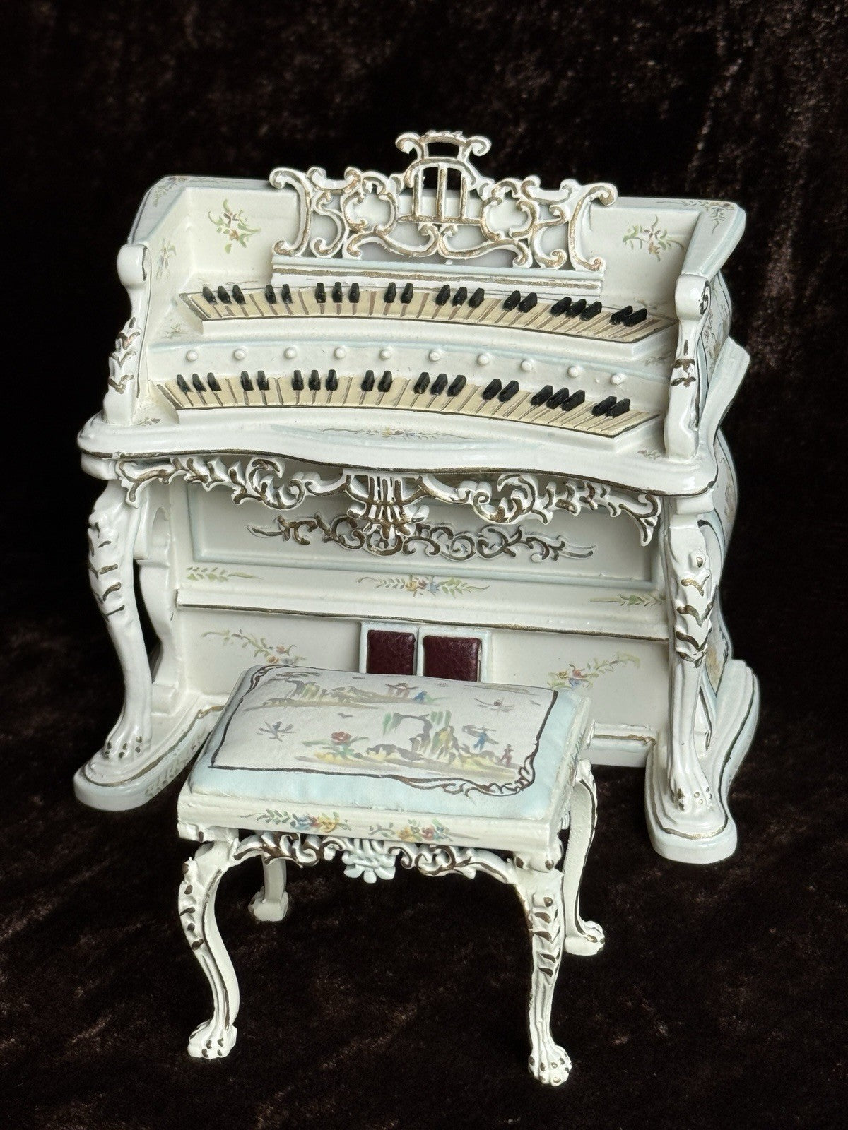 Bespaq Dollhouse Fine Miniatures Dollhouse Piano Organ & Bench 1:12 Scale Lot