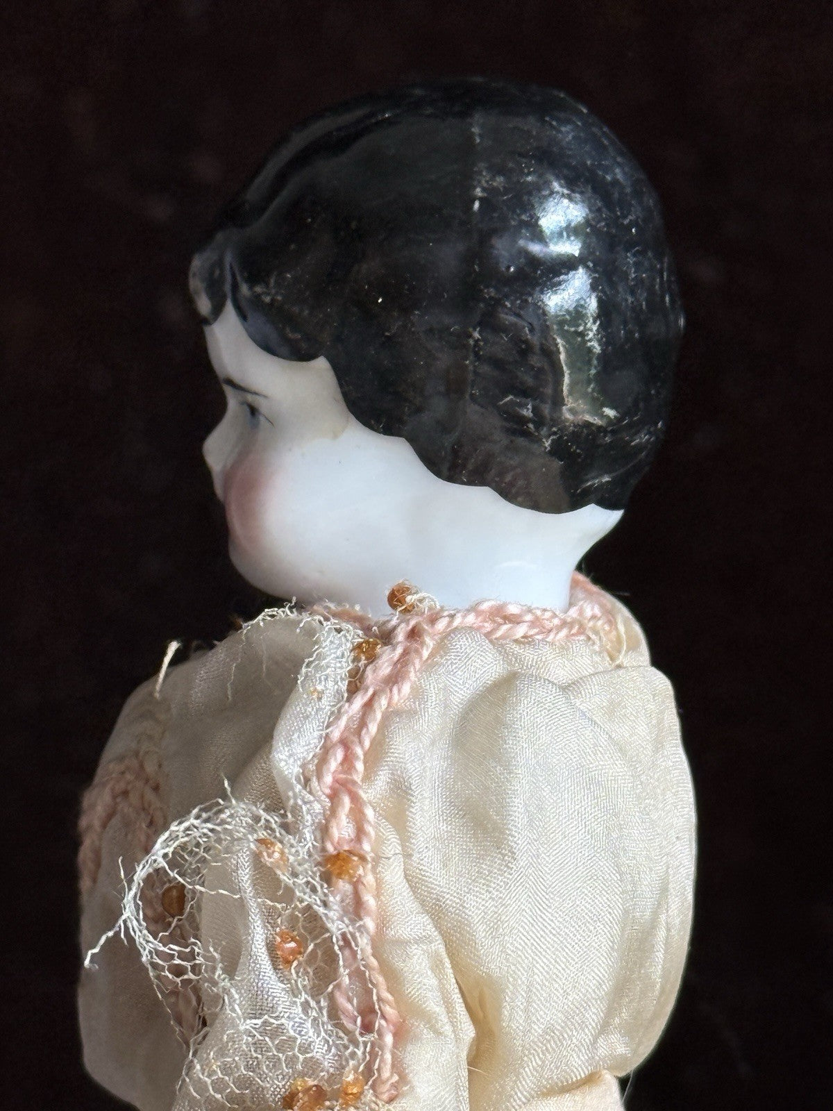 Antique German Cabinet Size 7.875” Hertwig Pet Name Alphabet Body China Doll