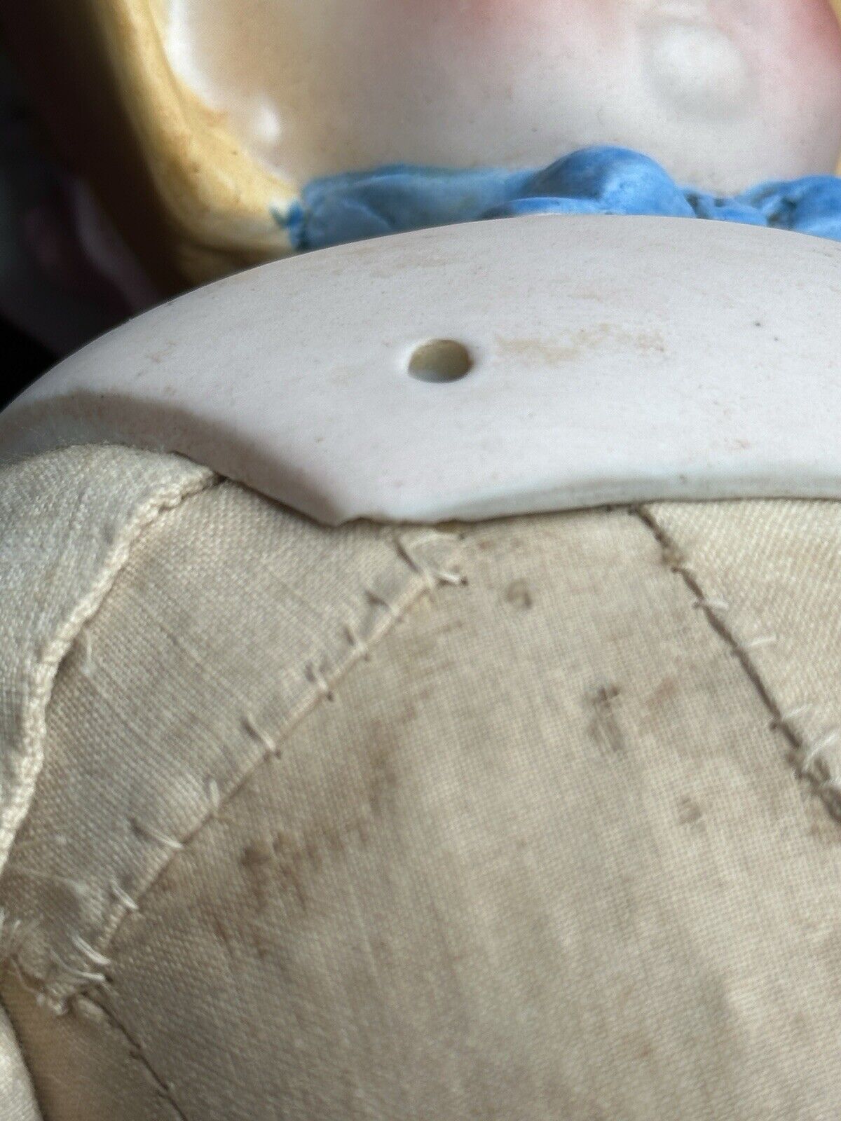 Rare Large Antique German 23” Hertwig (?) Molded Bonnet Bisque Head Parian Doll