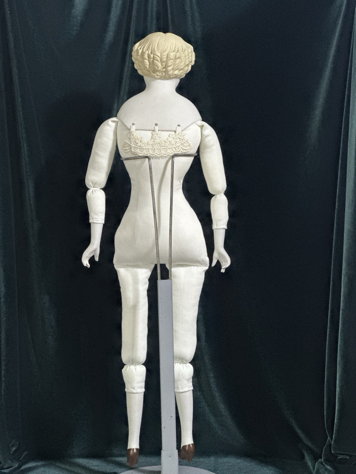 Antique German 28” Flat Top Highbrow China Parian Shoulder Head Blonde Doll