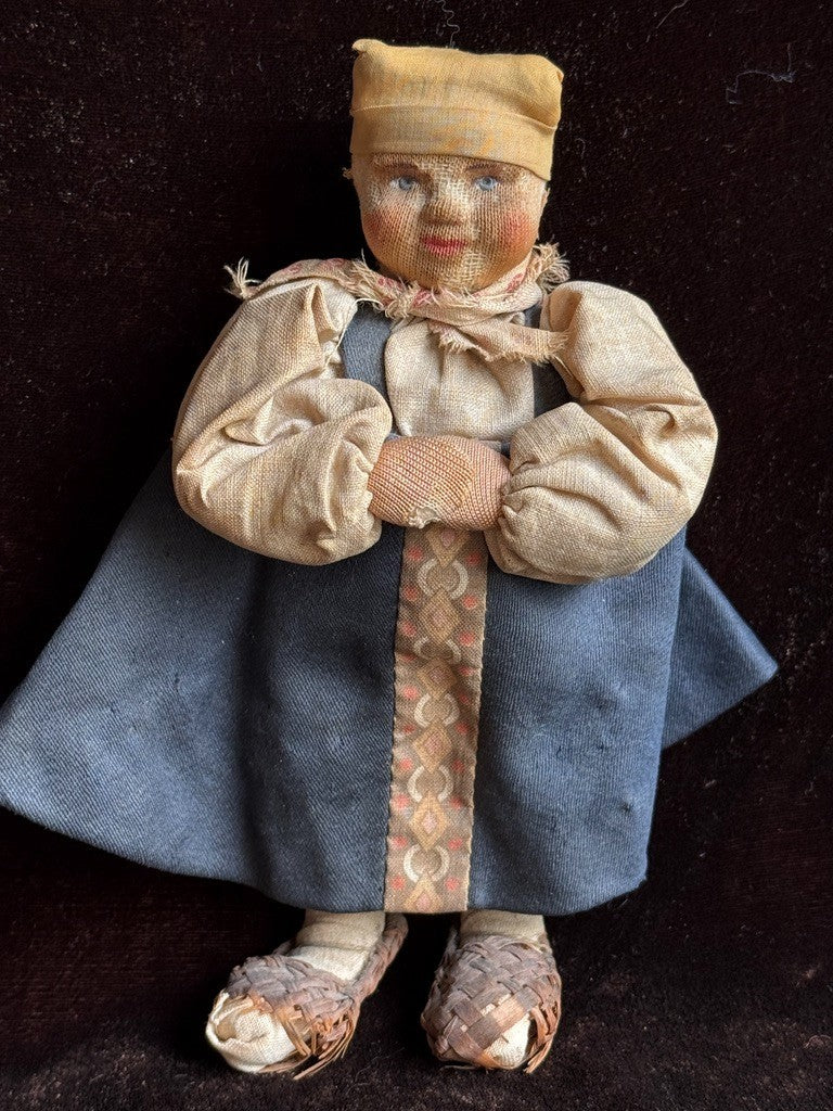 Lot of 4 Antique USSR 7” Cloth Stockinette Russian Dolls