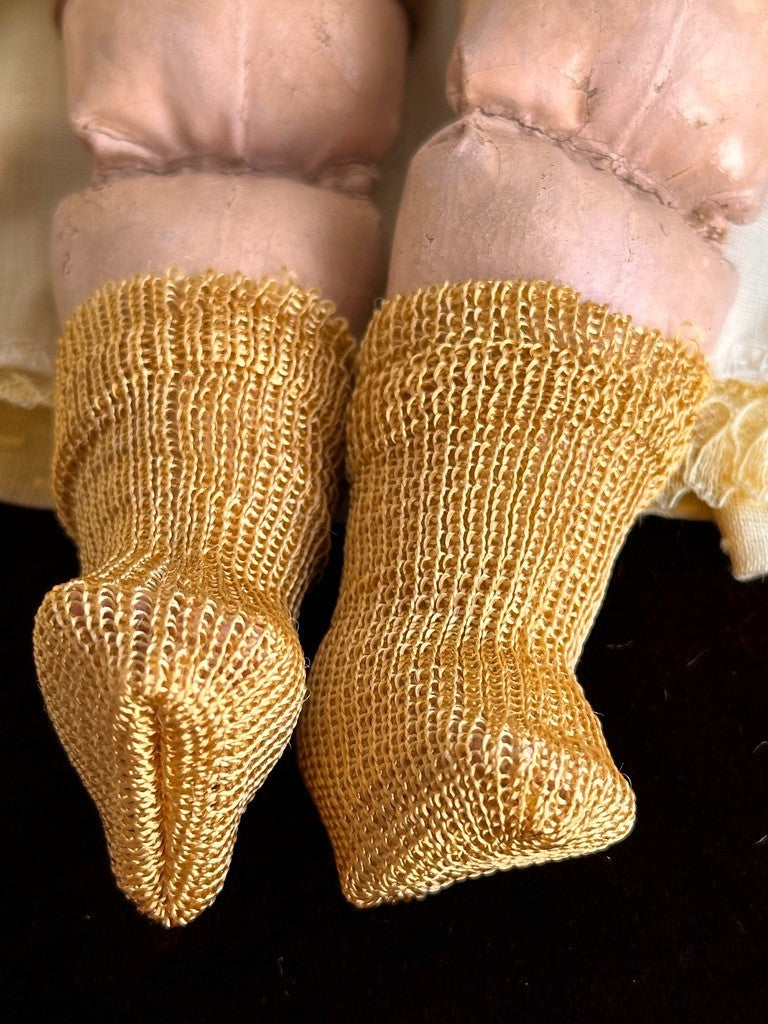 Tiny Antique American Martha Chase 12" Oil Painted Cloth Baby Doll