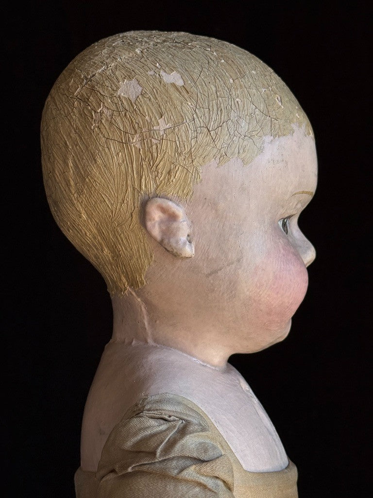 Antique American Martha Chase 20" Oil Painted Cloth Rag Baby Doll