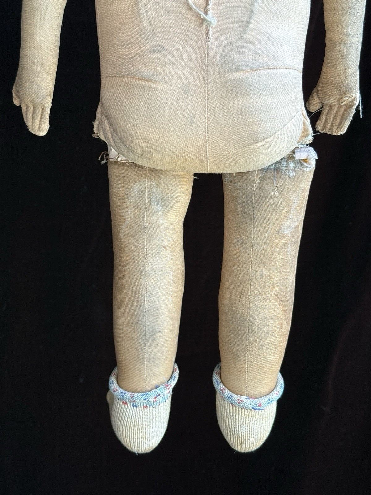 Antique American 18.5” Kamkins Cloth Oil Painted Doll