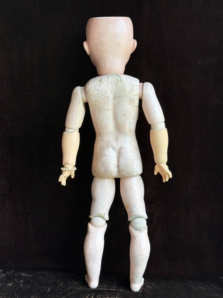 Antique German 25” Armand Marseille 996 Bisque Socket Head Toddler Doll