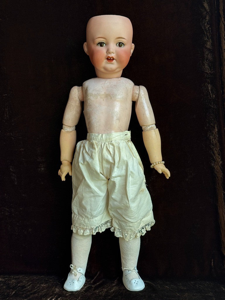 Antique German 25” Armand Marseille 996 Bisque Socket Head Toddler Doll