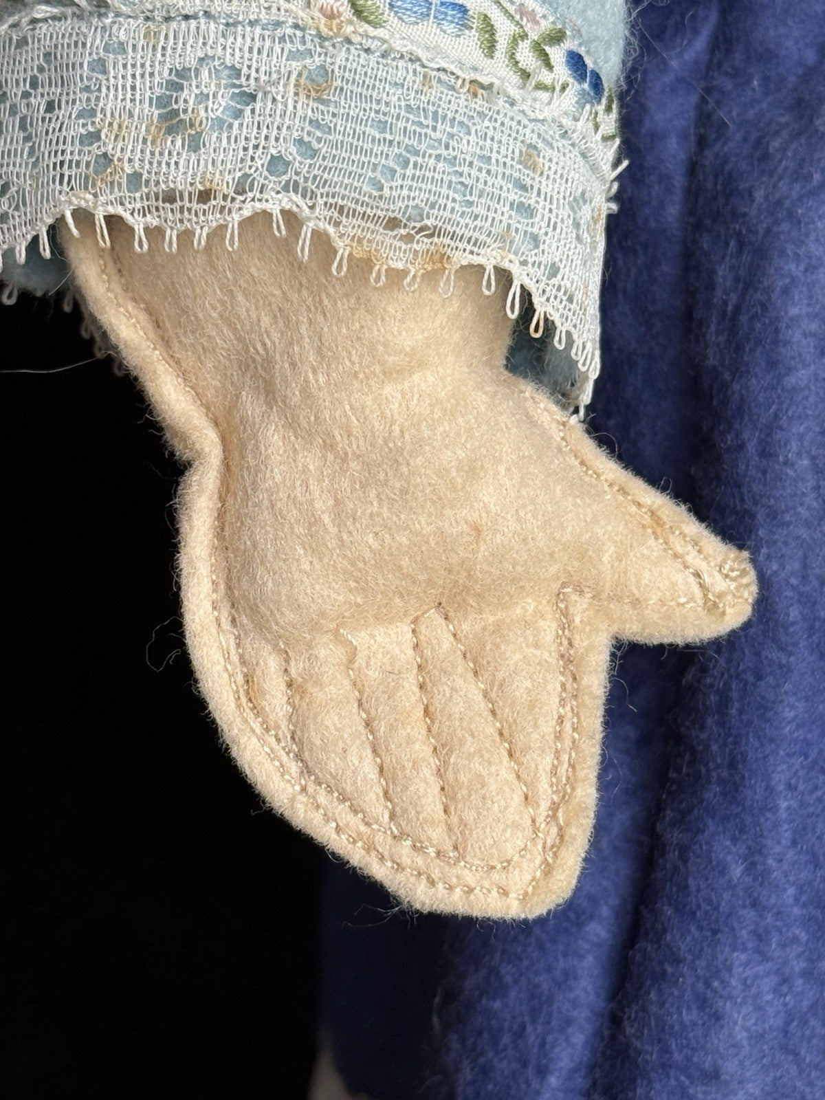 Vintage French 17” Raynal (?) Cloth Felt Character Doll
