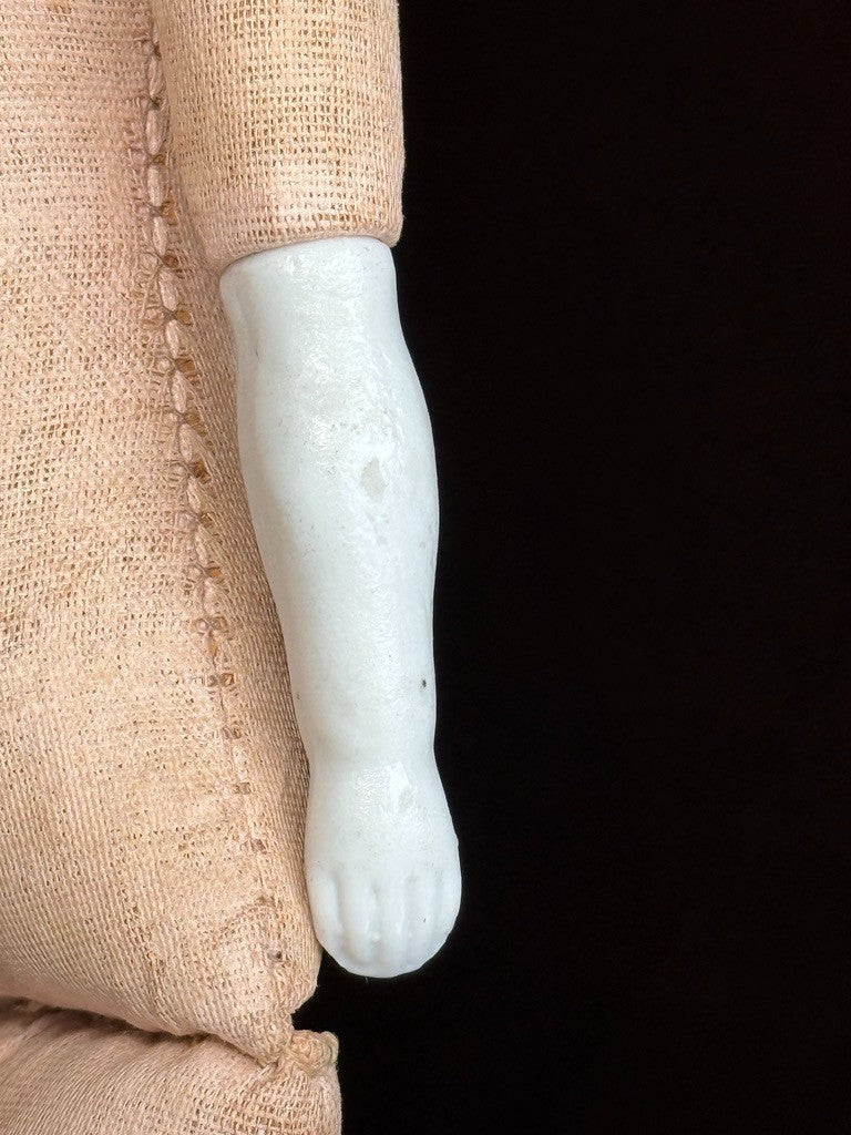 Antique German Hertwig 12” Bisque Molded Shoulder Plate and Bow Girl Doll
