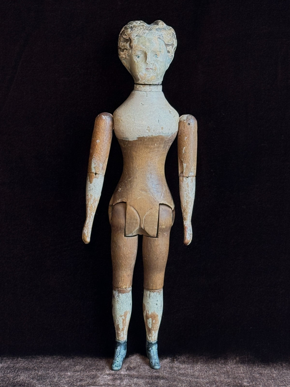 Antique American Mason & Taylor 11.5” Wood Metal Doll