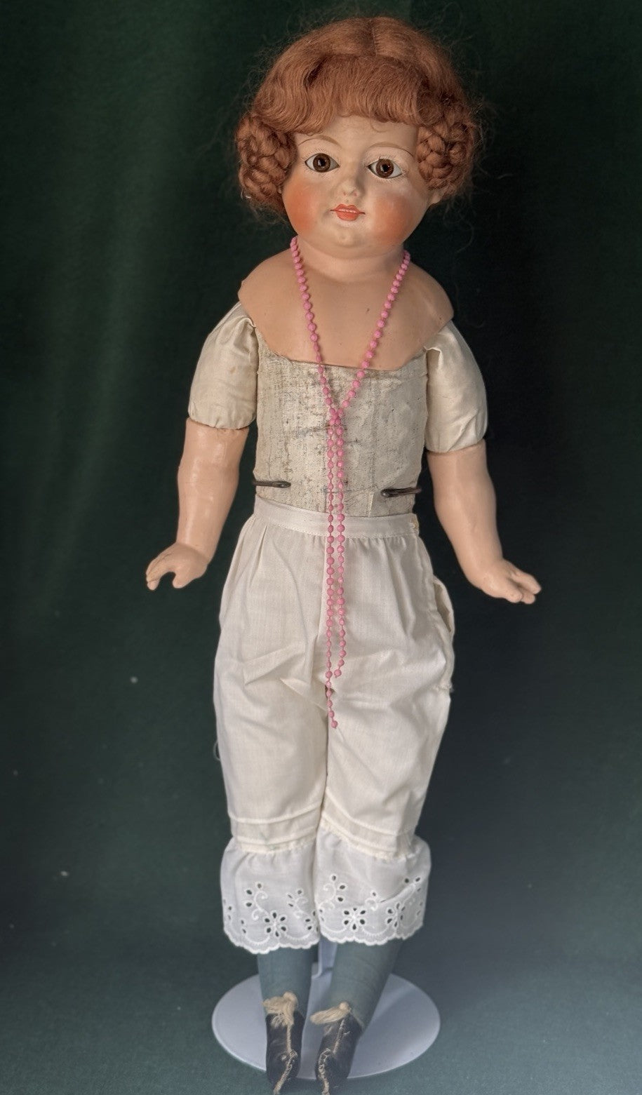Antique German Paper Mache 24” Doll with Glass Eyes