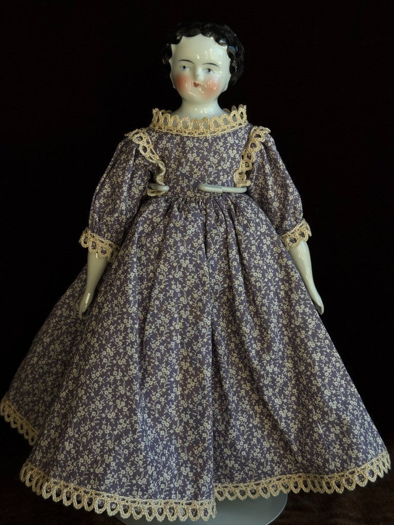 Antique German 11” Flat Top Highbrow China Shoulder Head Doll