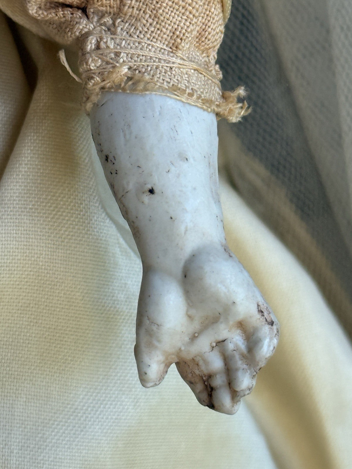 Antique German 16.5” Bisque Cloth Parian Bride Doll
