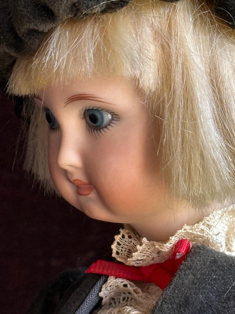 Vintage Porcelain Reproduction of Antique French Jumeau Mechanical Musical Doll