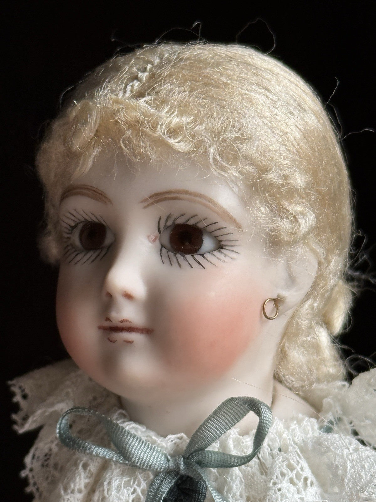 Miniature Cathy Hansen 7” Porcelain Repro of Antique French Mignonette Doll