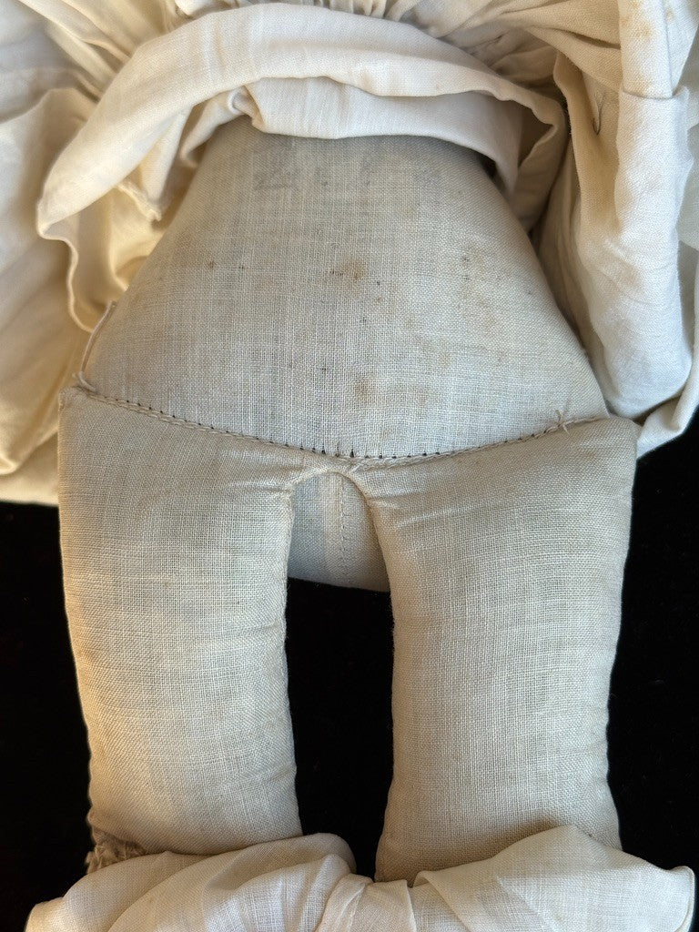 Antique German 17.5” Dolly Madison China Parian Bisque Head Doll Pierced Ears