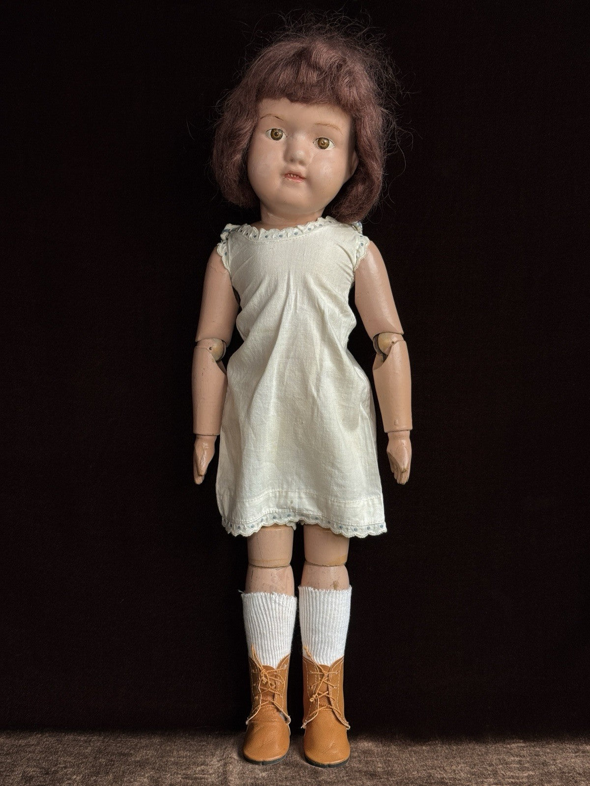 Antique American 20” Schoenhut Wooden Jointed Miss Dolly Doll