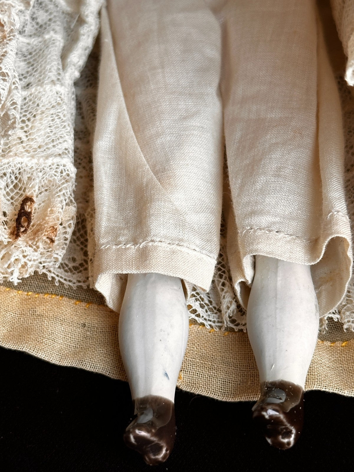 Antique German Cabinet Size 9.75” Flat Top China Shoulder Head Doll