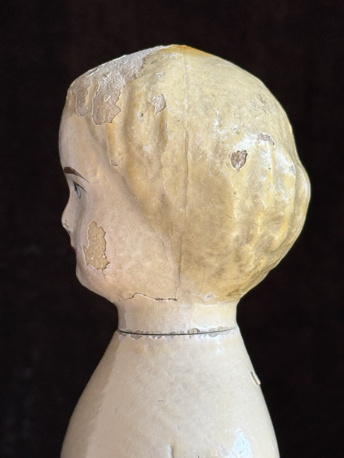 Antique American Mason & Taylor 11.5” Papier Mache Wood Metal Doll