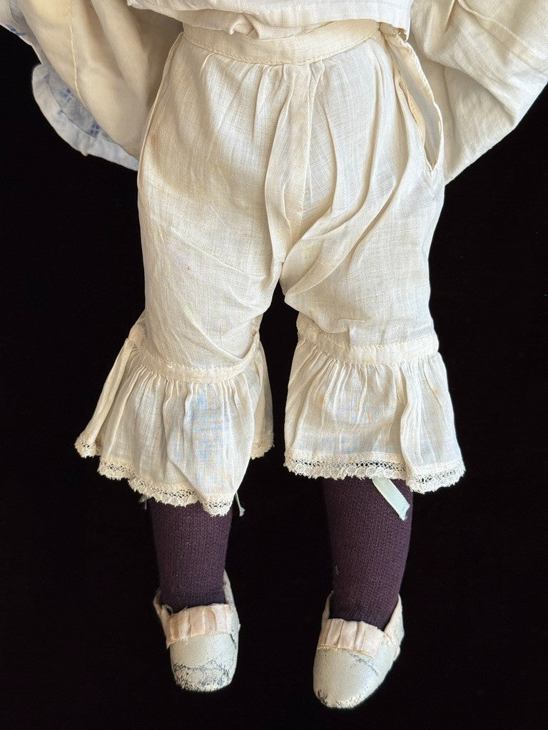Antique German 17.5” Dolly Madison China Parian Bisque Head Doll Pierced Ears