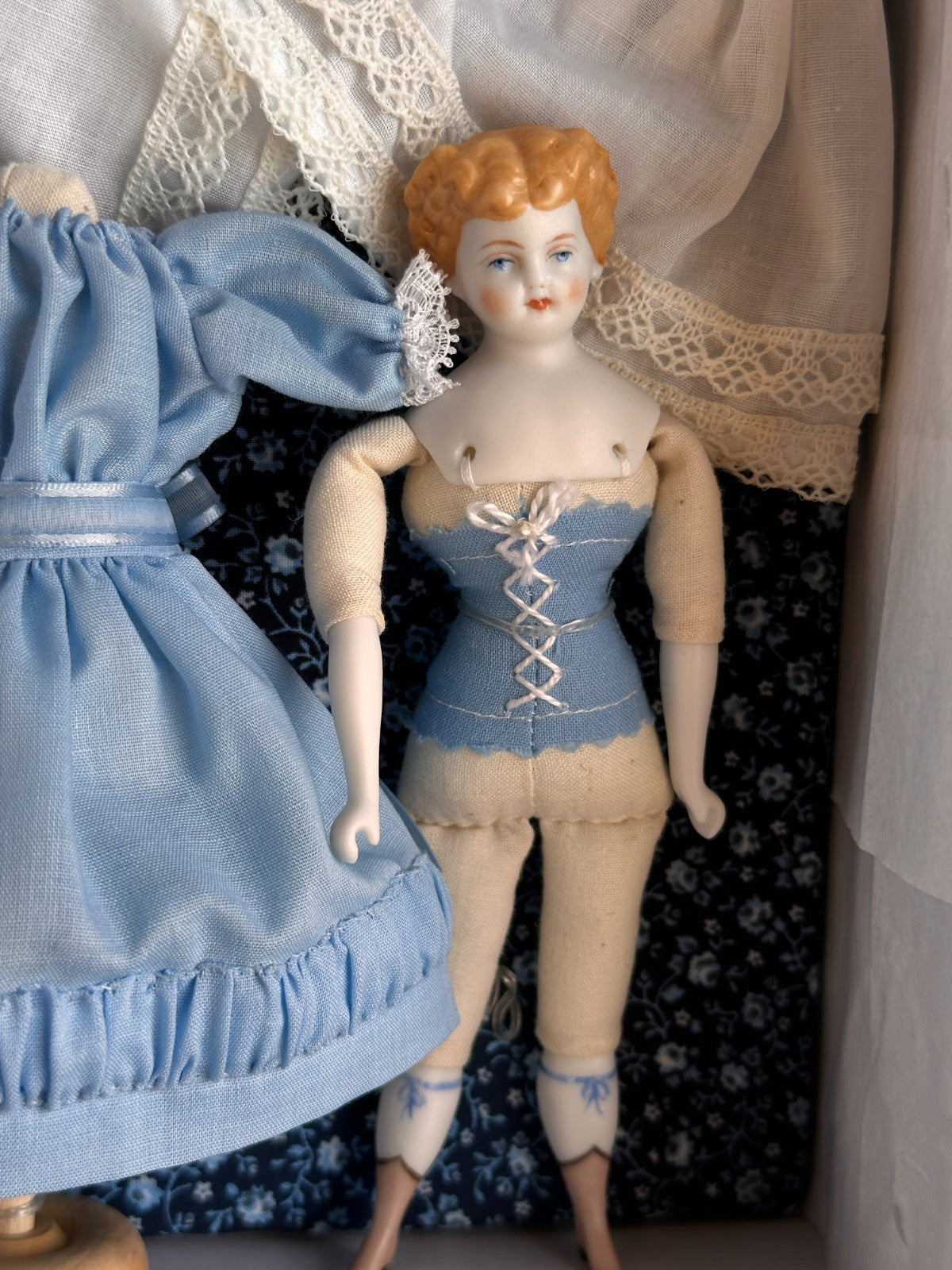 Collectible Porcelain Repro of China Doll by Rosemarie Snyder with Wardrobe