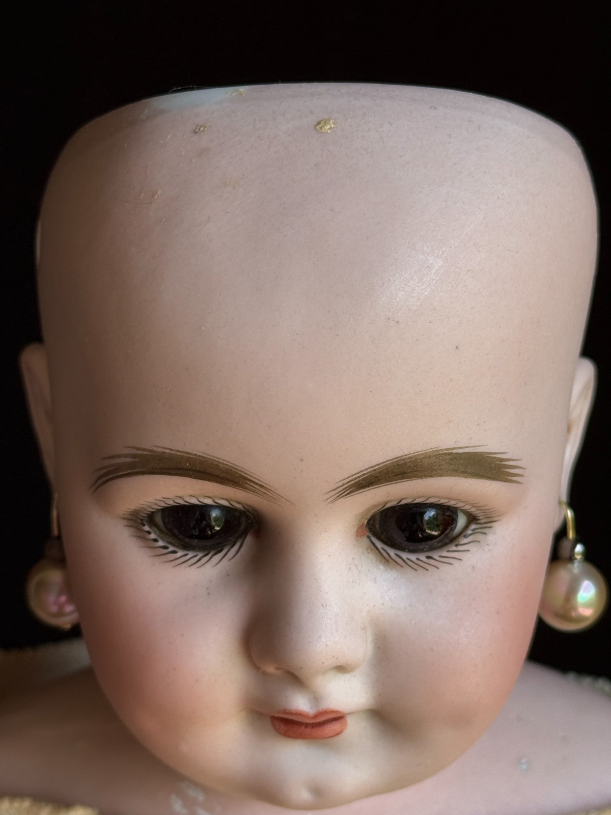 Rare Antique German 21” Simon Halbig 759 Bisque Socket Head Leather Body Doll