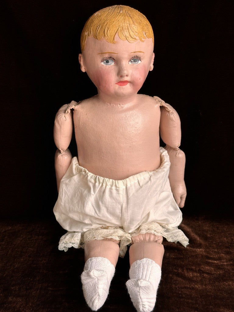Antique American Martha Chase 20" Oil Painted Cloth Hospital Baby Doll Stumped