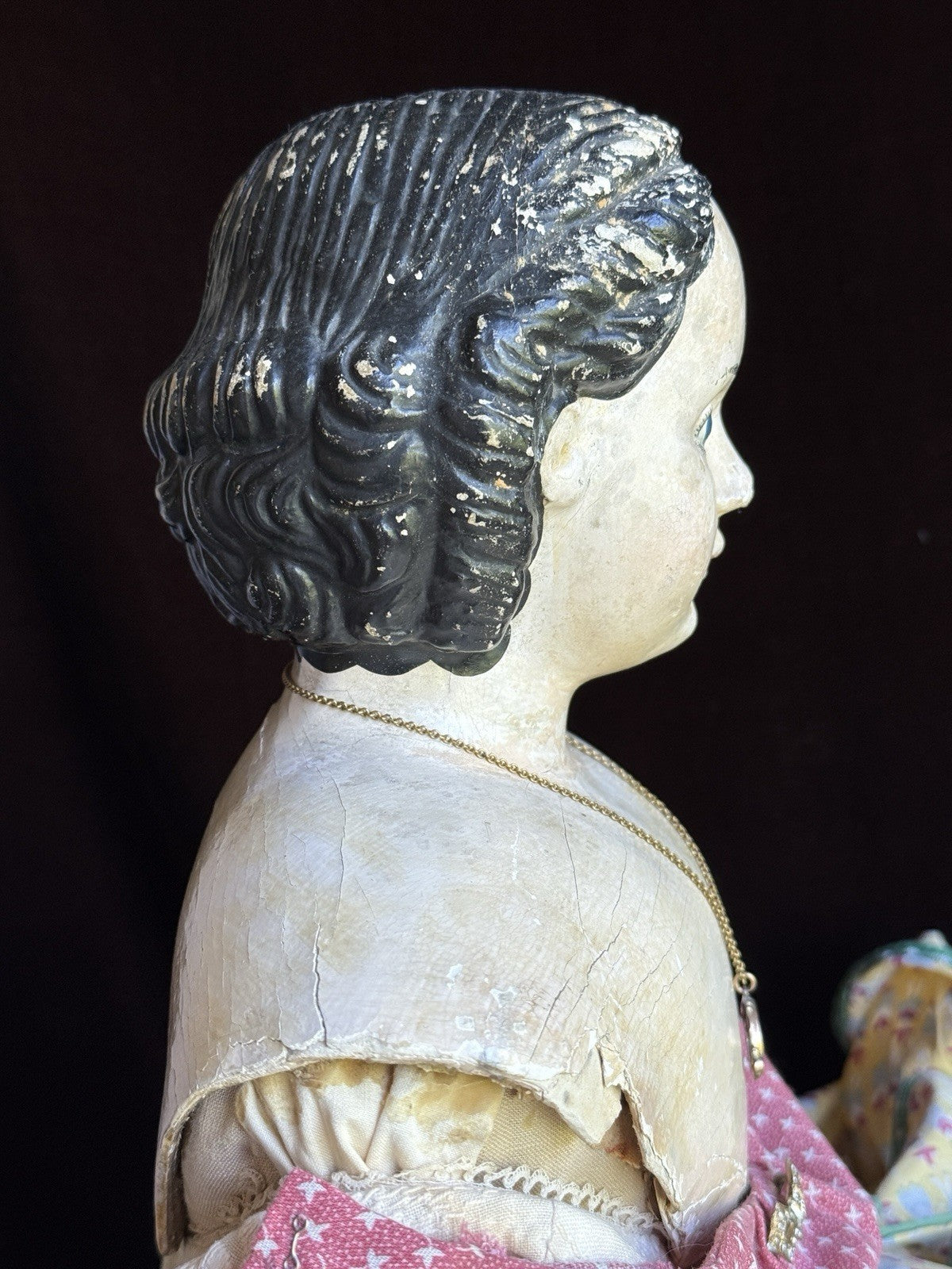 Large Antique American 28” Greiner Papier Mache Head #10 Doll Original Label