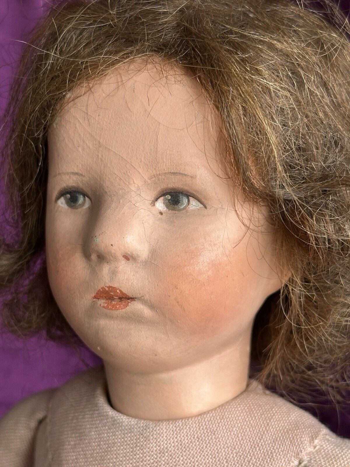 Vintage 14” Kathe Kruse IX German Child Cloth Girl Doll with Swivel Head