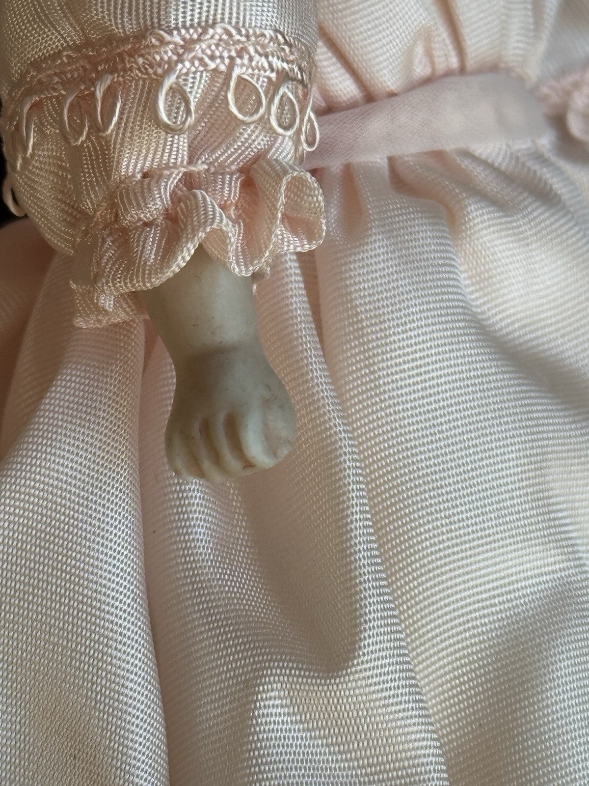 Antique German 7.5” Bisque Cloth Miniature Dollhouse China Doll