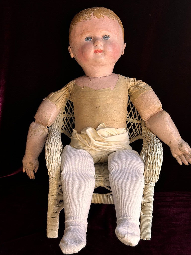 Large Antique American Martha Chase 25" Oil Painted Cloth Baby Doll