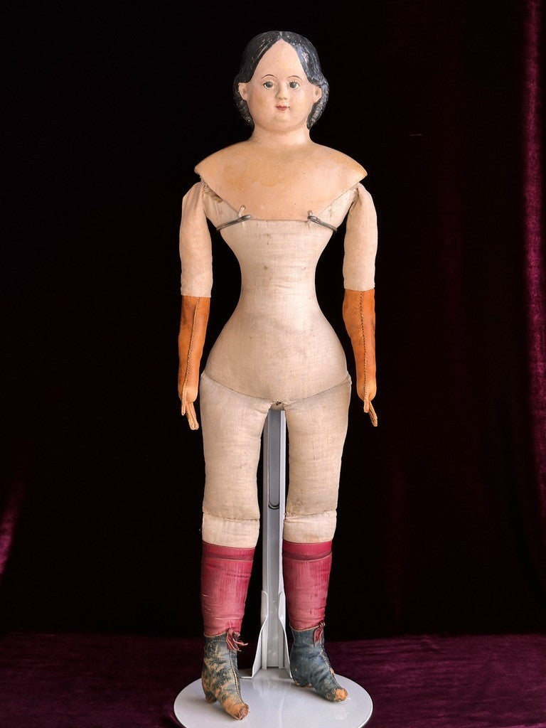 Antique American 26” Greiner Papier Mache Exposed Ears Doll