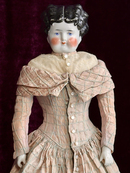 Antique German 18.5” Butterfly China Head Fashion Lady Doll