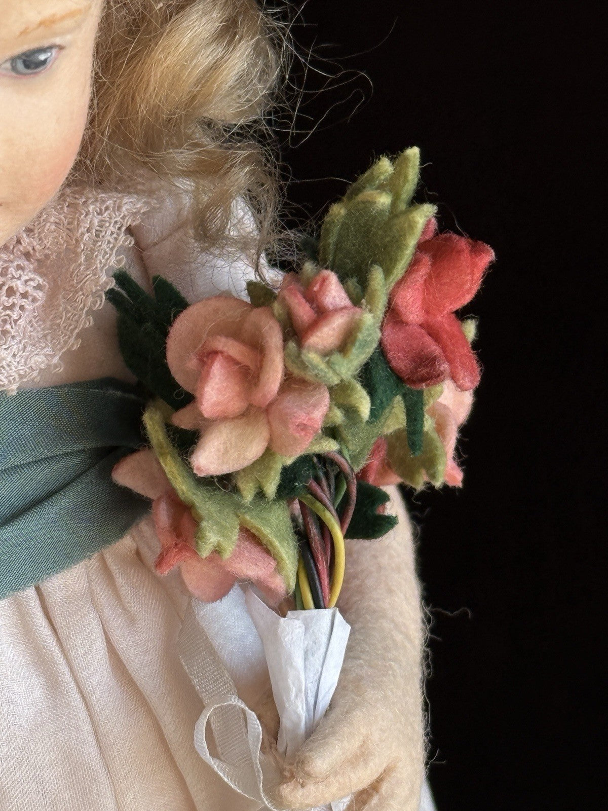 Collectible 12” John Wright UFDC Abigail Felt Girl Doll with Certificate