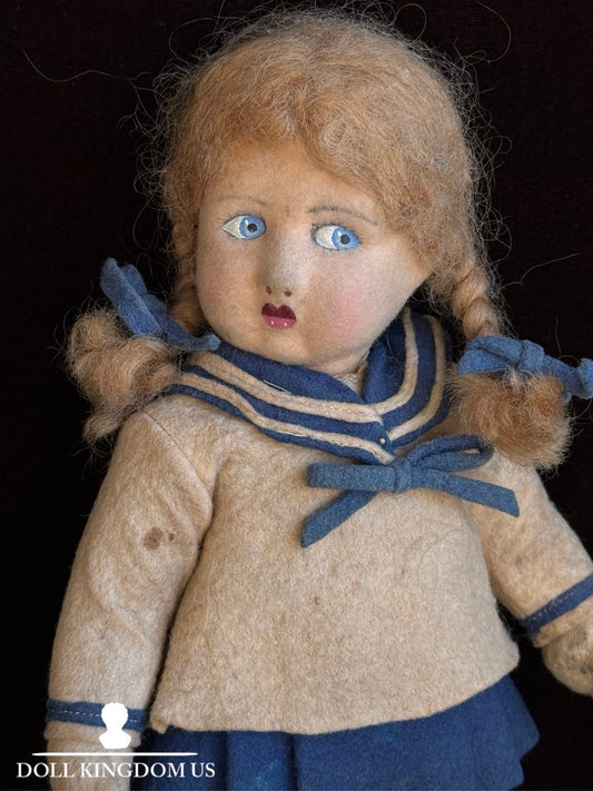 Vintage 9.75” Lenci Style Felt Cloth Character Girl Doll