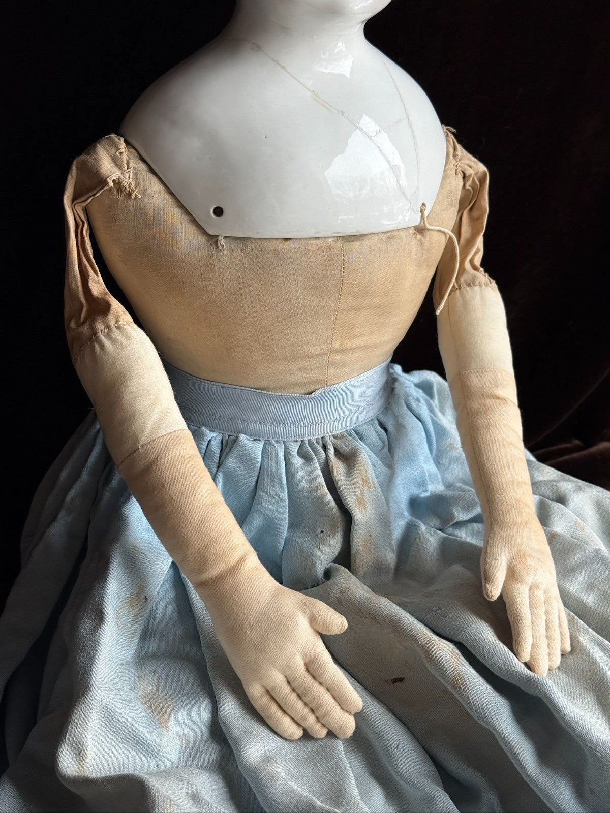 Rare Large Antique German 28” Dolly Madison China Head Doll
