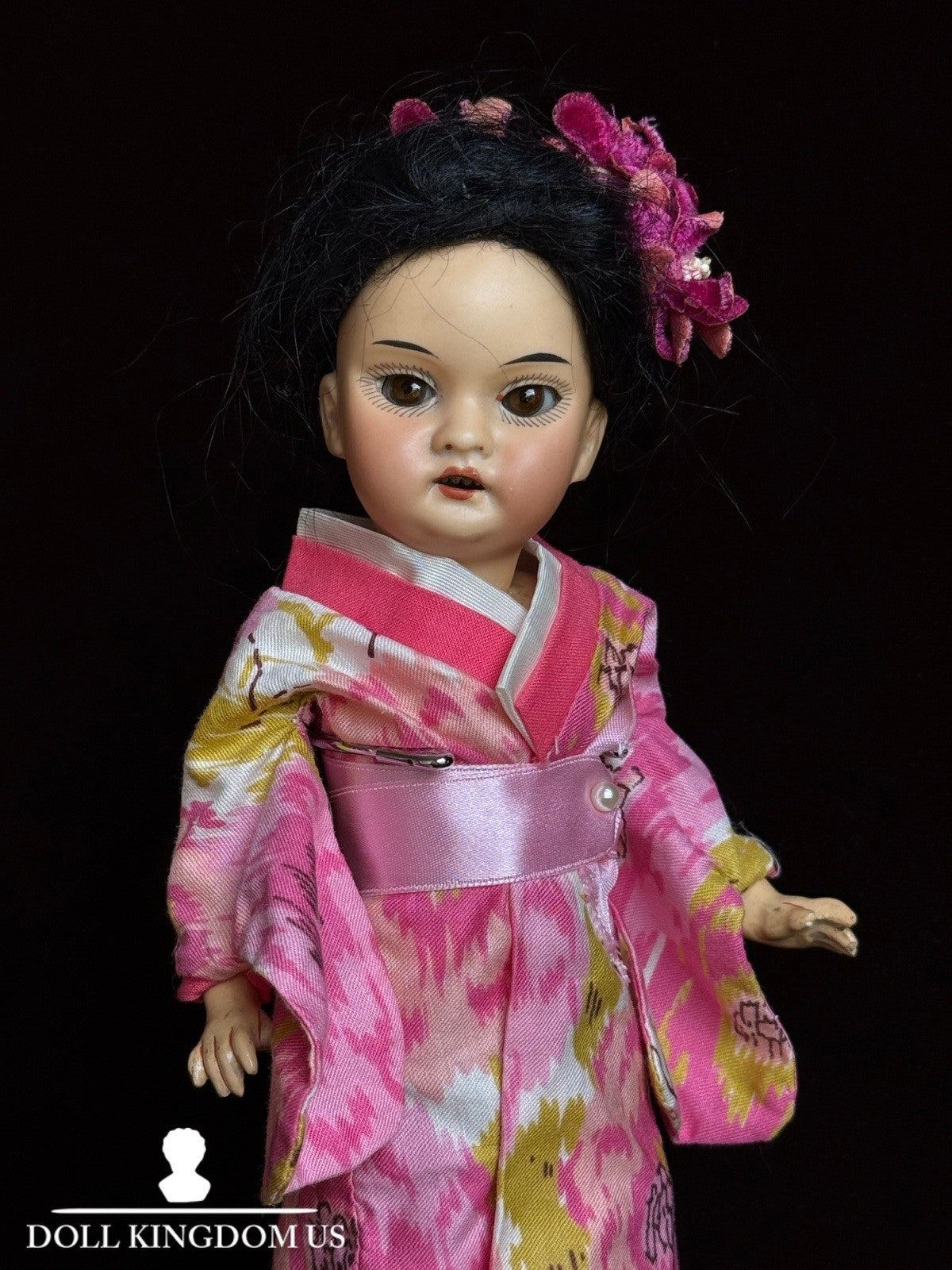 Antique German 8” Armand Marseille Asian Bisque Head Oriental Girl Doll