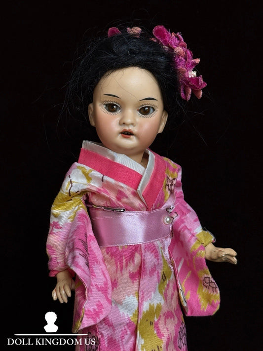 Antique German 8” Armand Marseille Asian Bisque Head Oriental Girl Doll