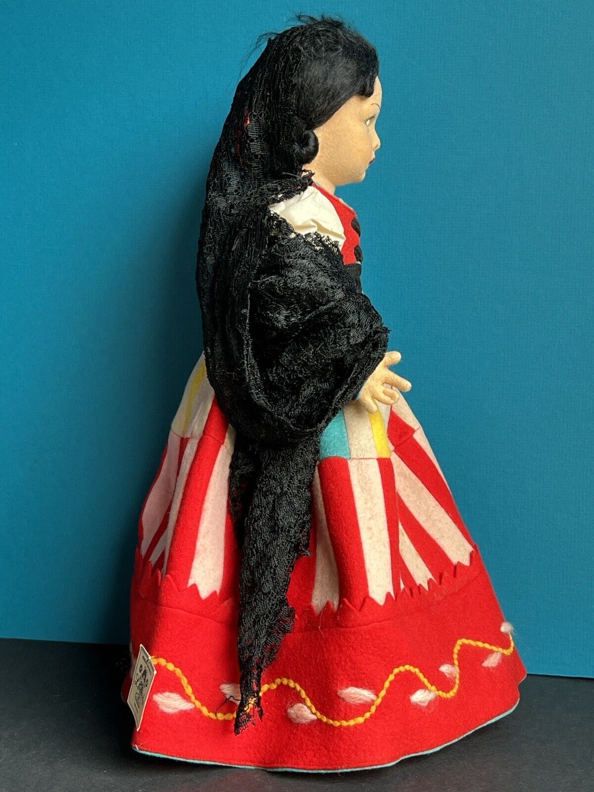 All Original Vintage Italian Lenci 14” Rita Lucia Felt Doll with Tag