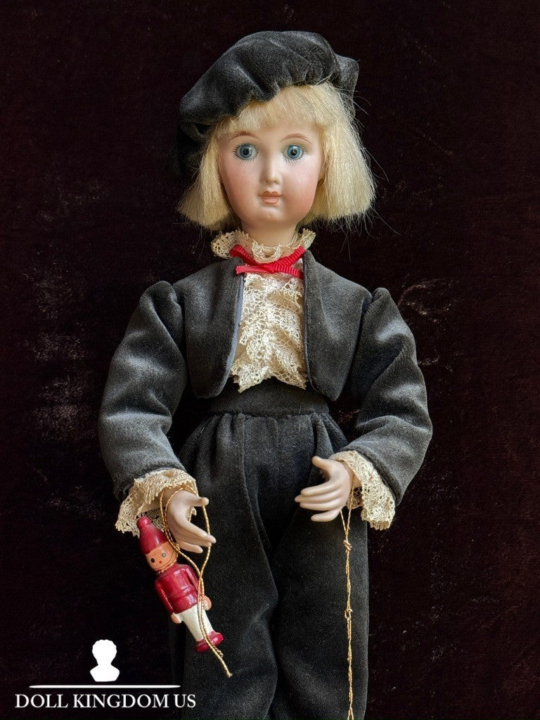 Vintage Porcelain Reproduction of Antique French Jumeau Mechanical Musical Doll
