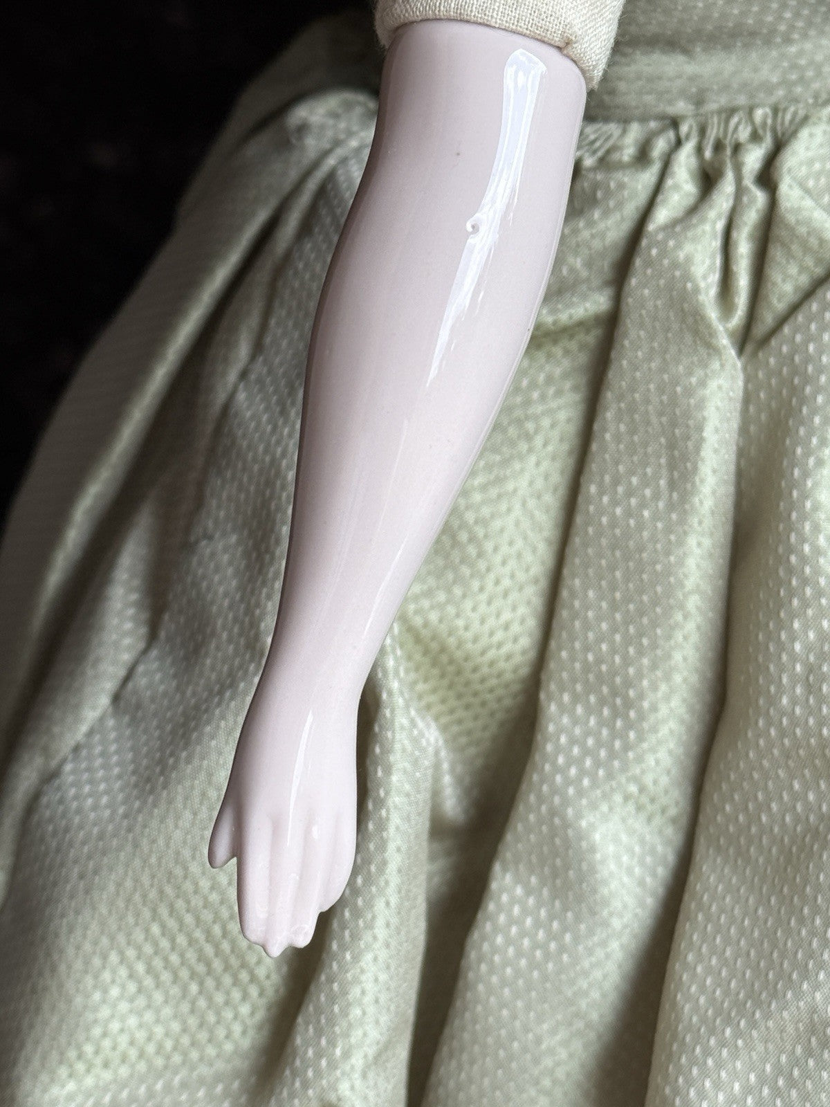 Vintage 16.5” Emma Clear Fanny Elssler China Head Doll with Molded Bun