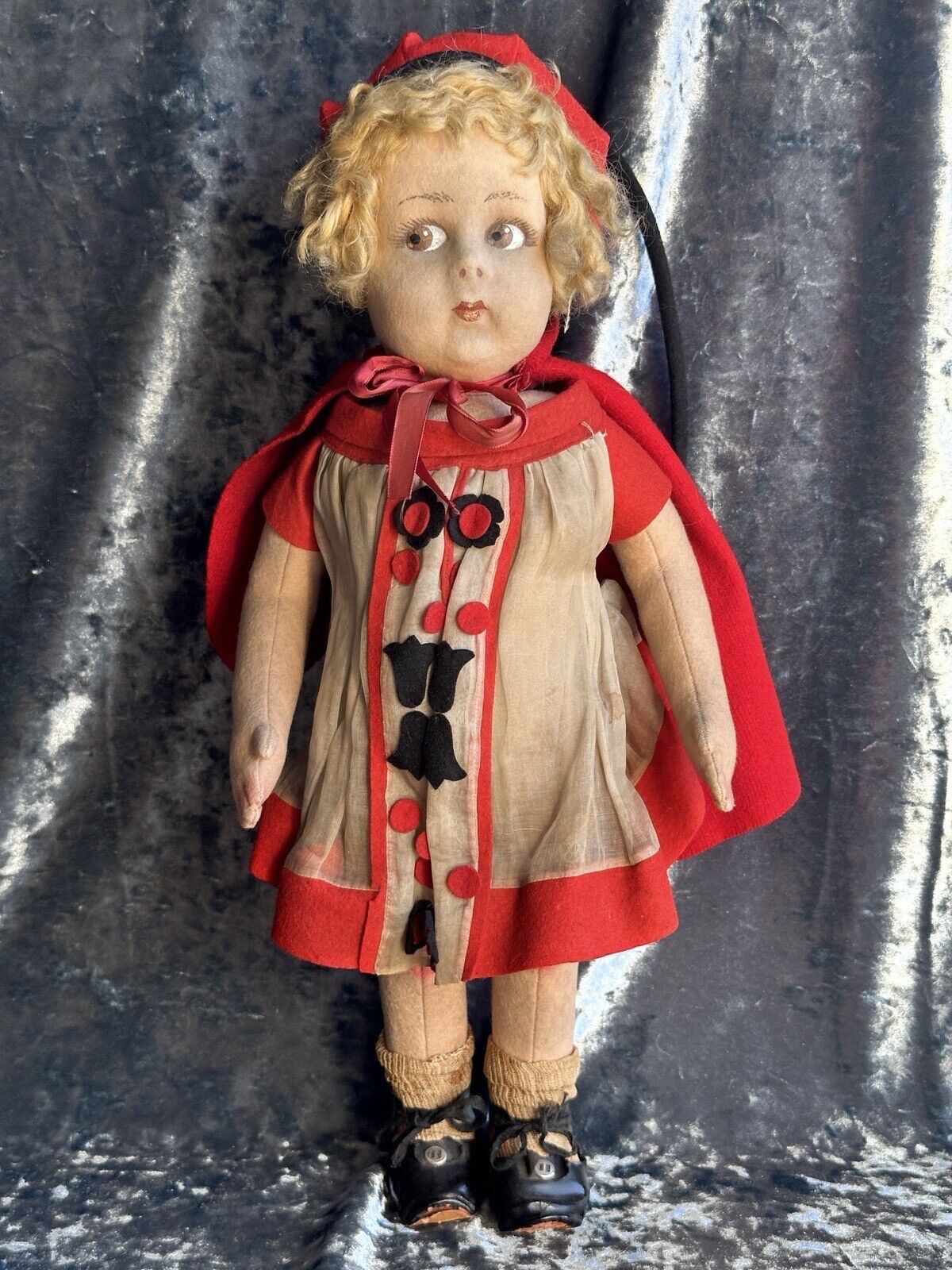 Early Vintage Italian Lenci 111 Series All Original 18” Doll with Metal Rivet