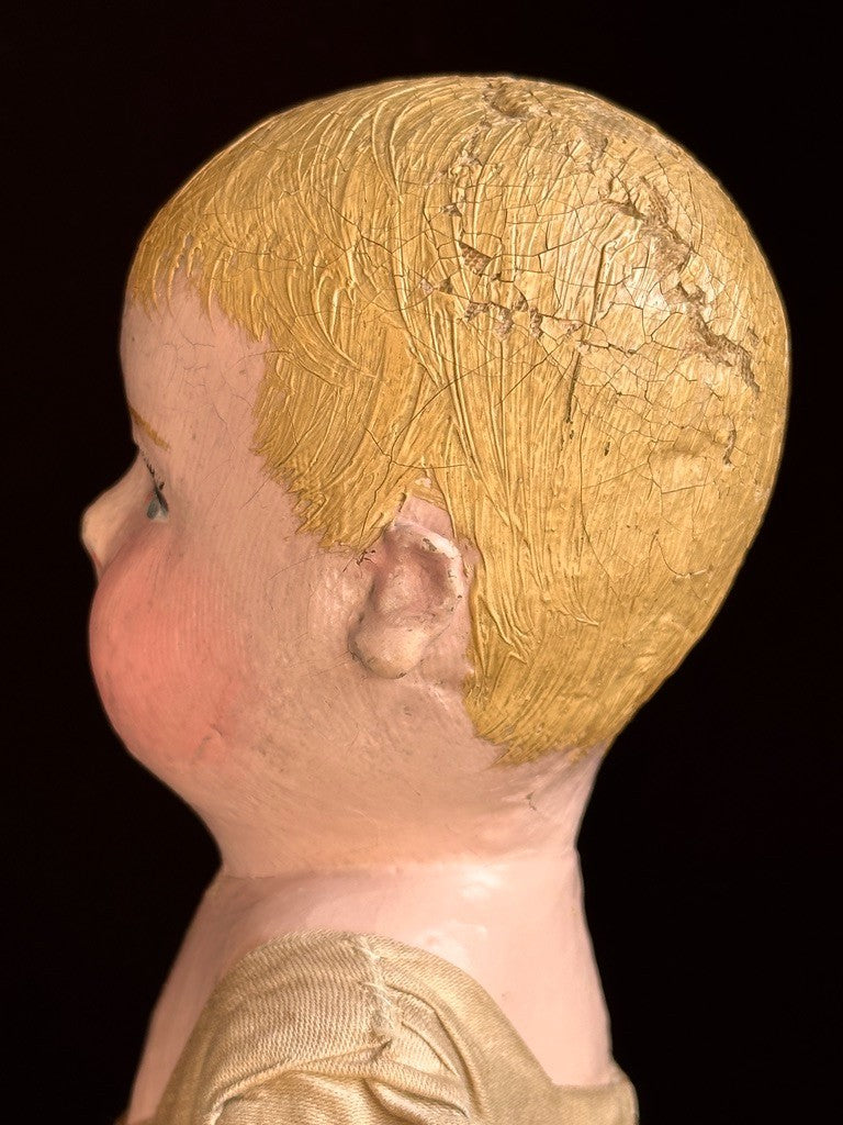 Tiny Antique American Martha Chase 12" Oil Painted Cloth Baby Doll