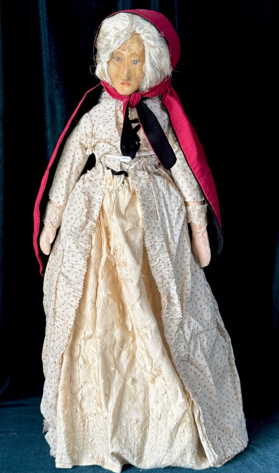 Unidentified Antique (?) Old Lady 26” Cloth/Leather Doll
