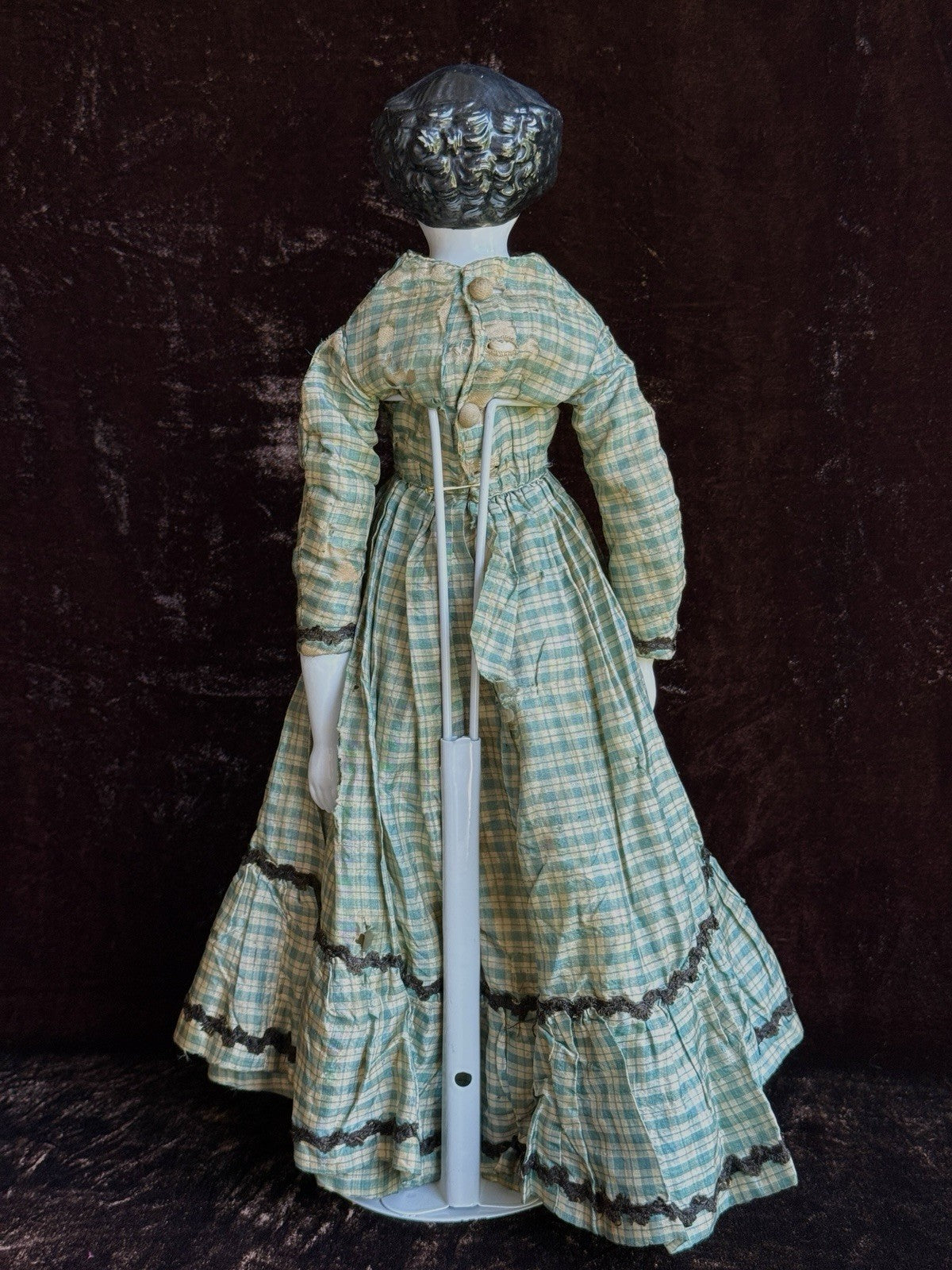 Antique German 16” Flat Top Highbrow China Shoulder Head Doll