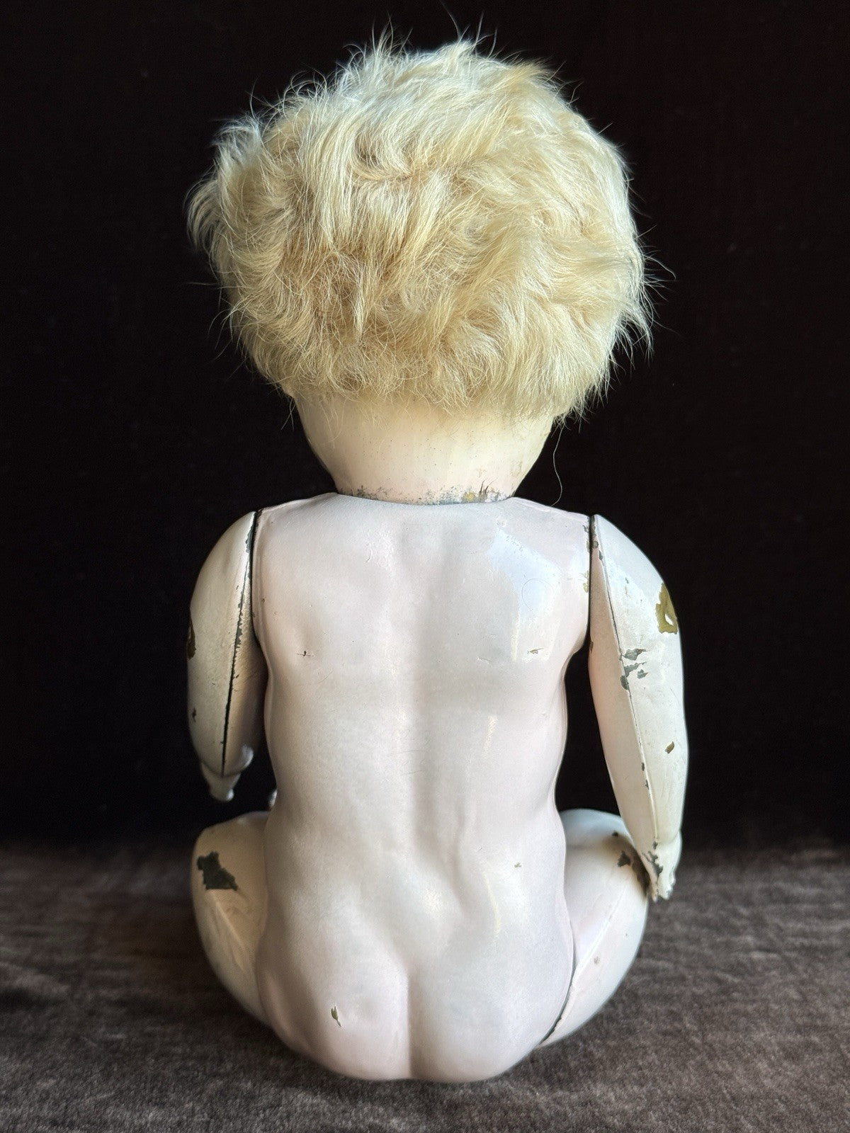 Antique American 12.5” Metal Tin Baby Doll