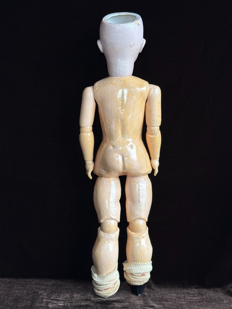 Antique German 22” Goebel B3 Bisque Head Composition Body Doll