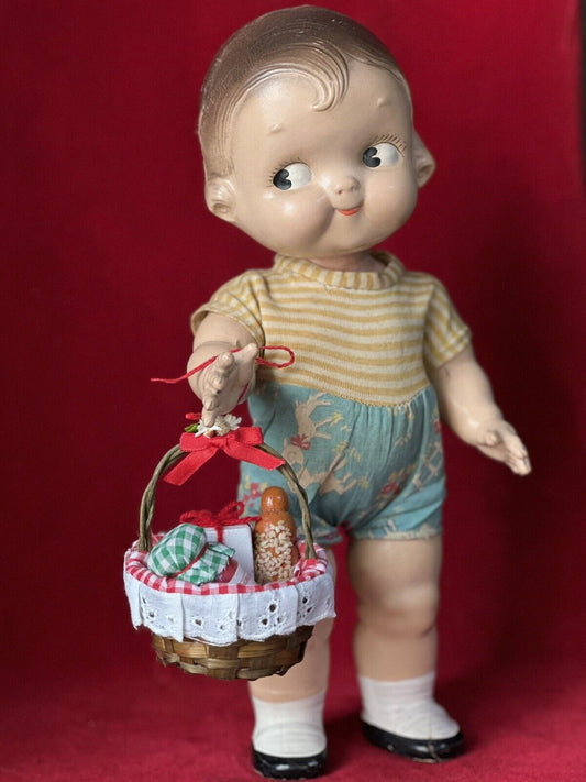 Antique 12” Horsman (?) Unmarked Composition Campbell Soup Kid Doll