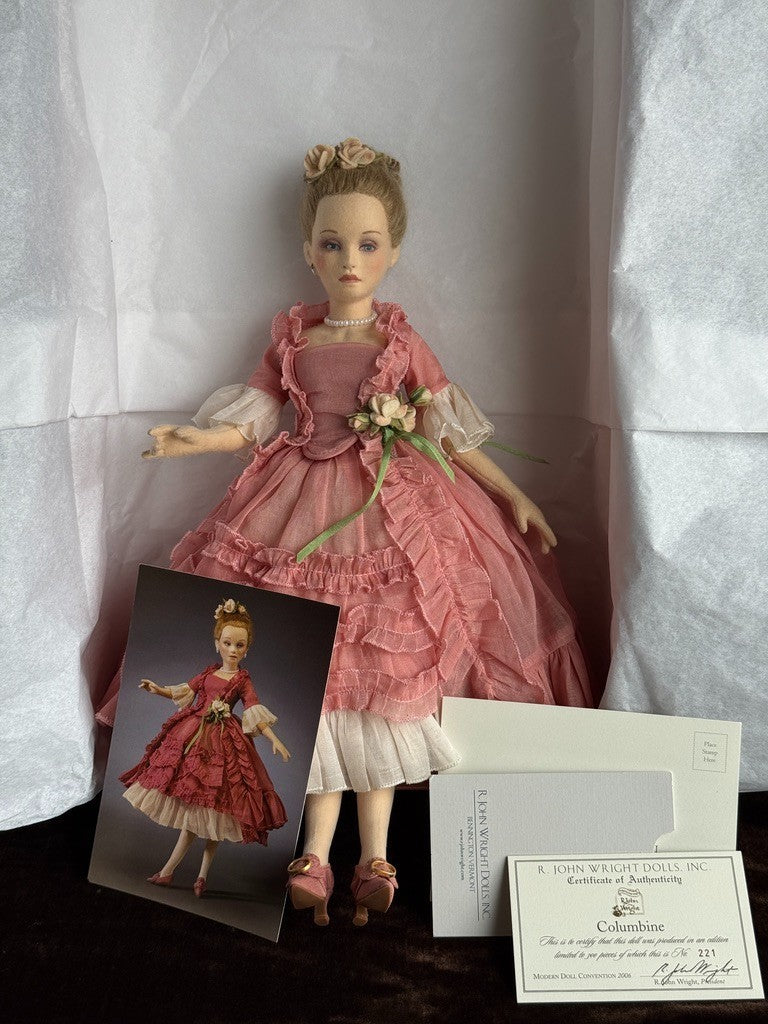 Collectible John Wright Columbine 15" Cloth Felt Doll LE 300 in Box