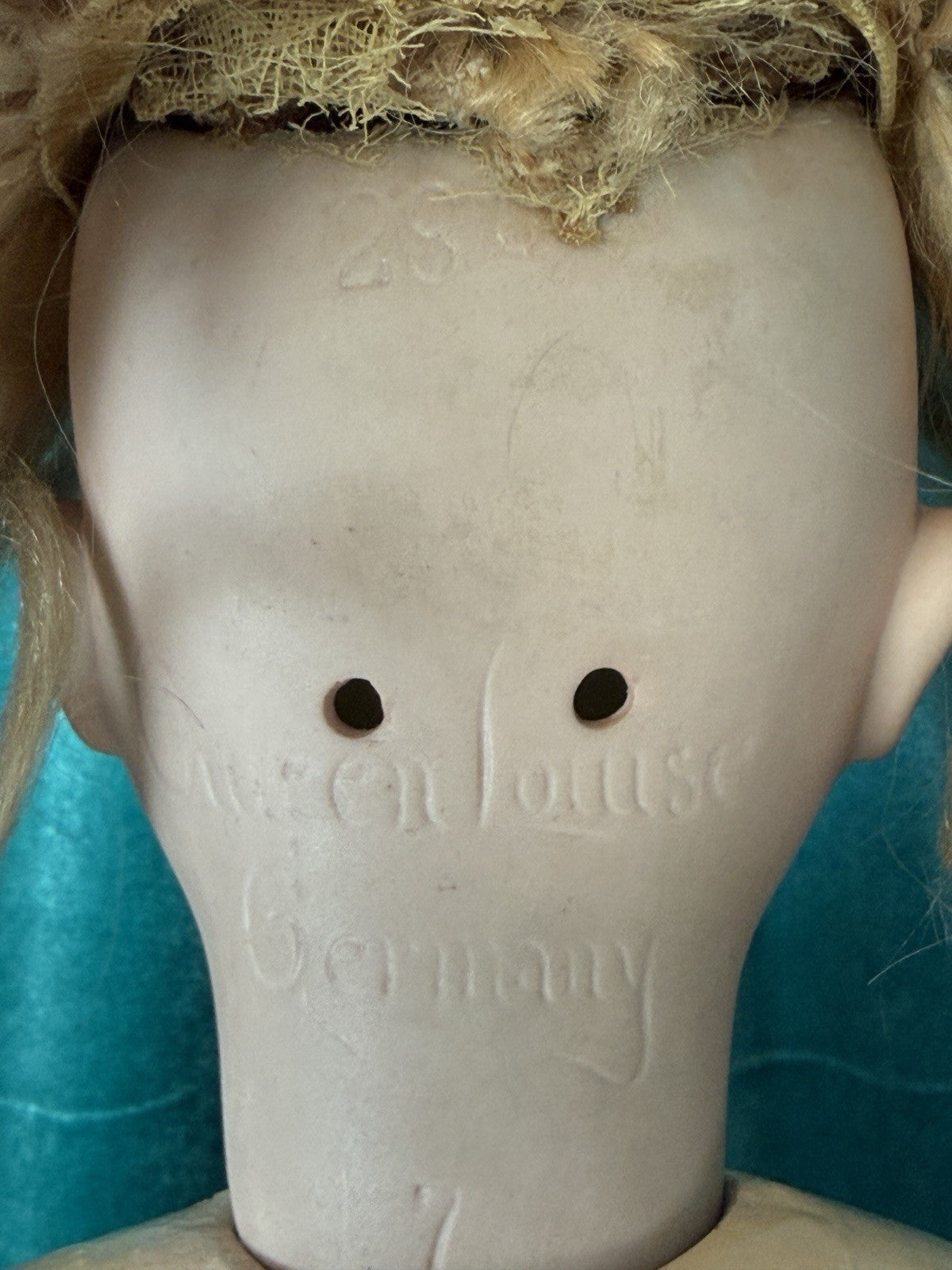 Antique German 23” Queen Louise Doll Bisque Head Composition Body