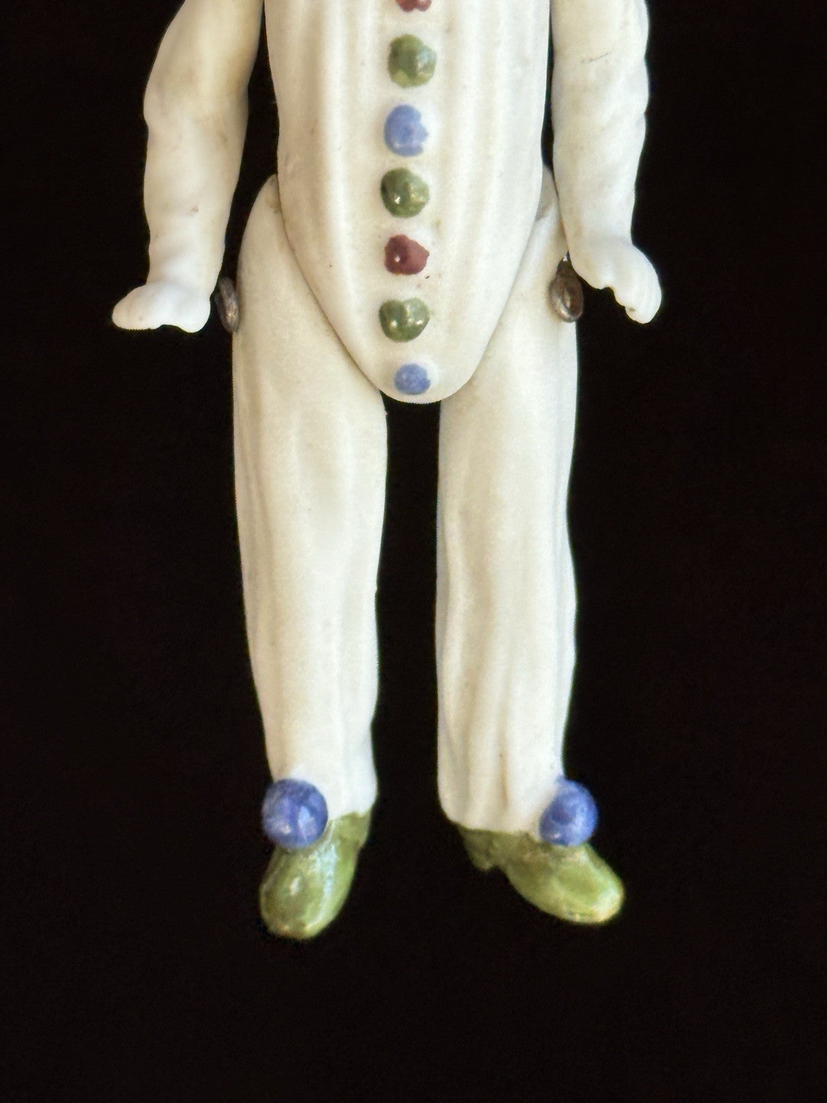 Antique German Miniature 4.25” All Bisque Jester Doll